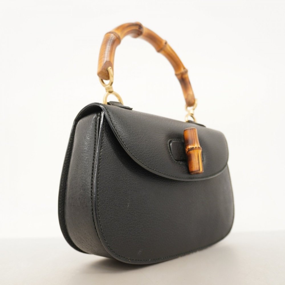 GUCCI Black Leather Bamboo Bag - Picture 2 of 15